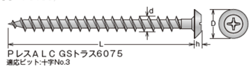 GS ＰレスアンカーALC トラス頭 ステンめっき サイズ表